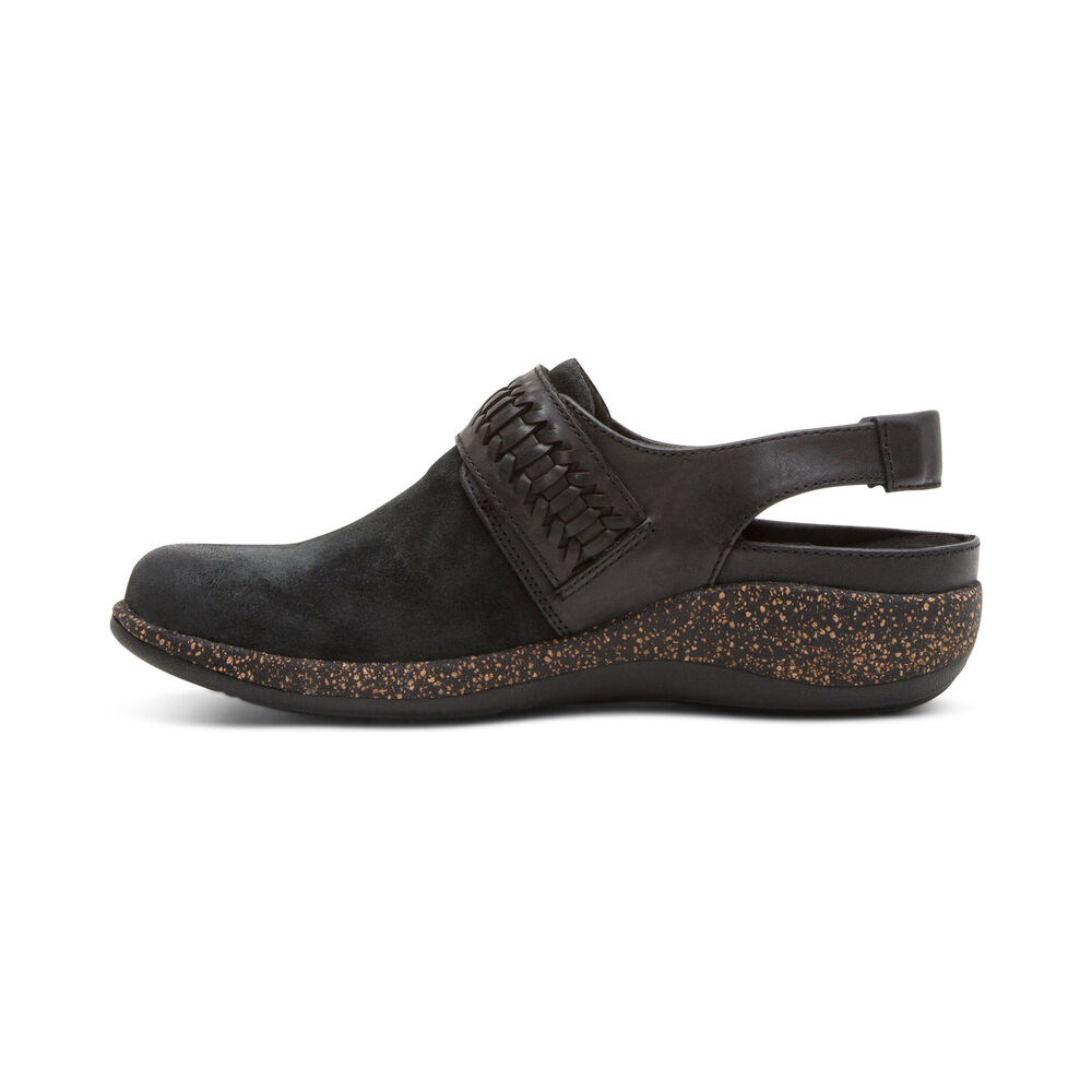 Aetrex Women's Leni Slingback Clogs - Black | USA HCPBZ8U